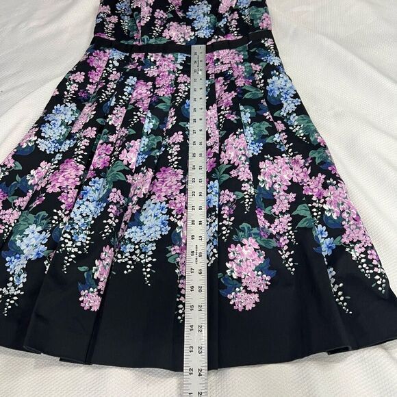 Talbots RSVP Floral Sateen Fit‎ & Flare Dress Black Hydrangeas Sz 2 Women’s - Picture 6 of 10